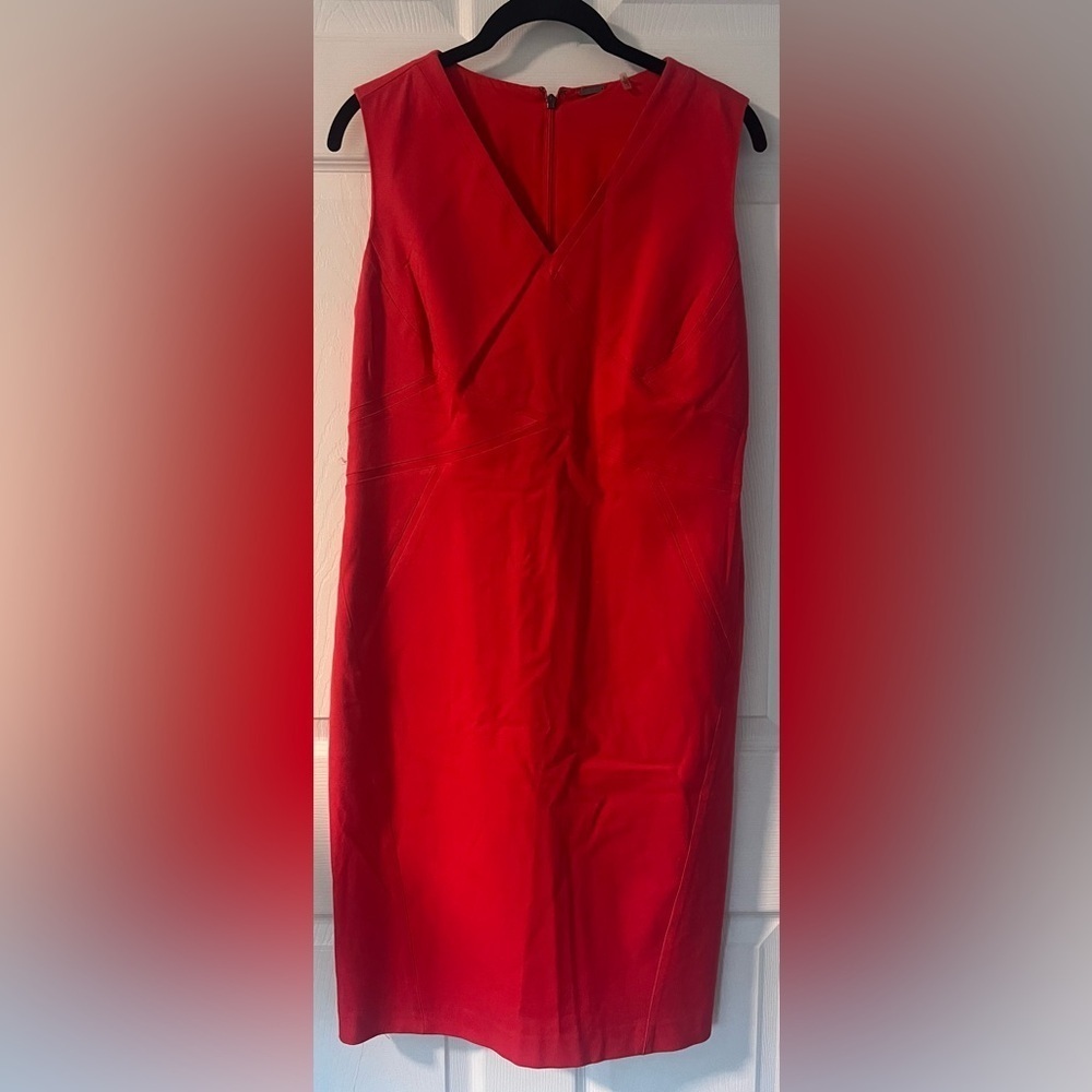 Women's Elie Tahari Pink Sleeveless V Neck Midi Dress